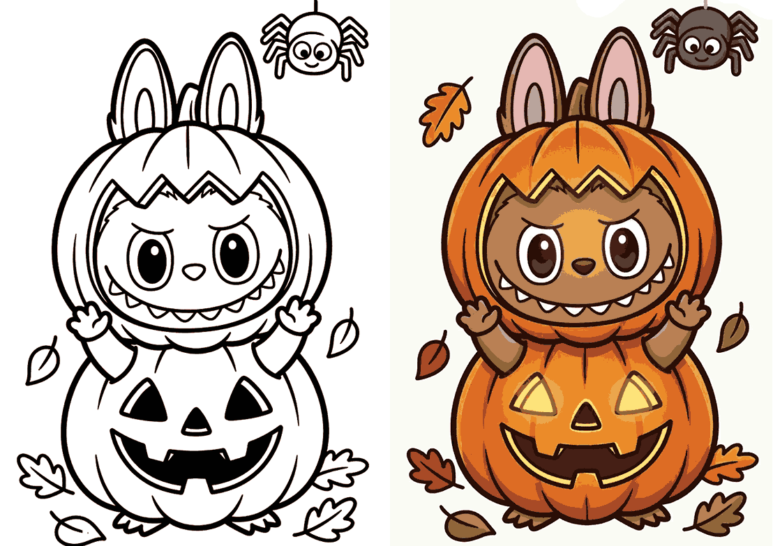 Labubu Halloween Coloring Pages