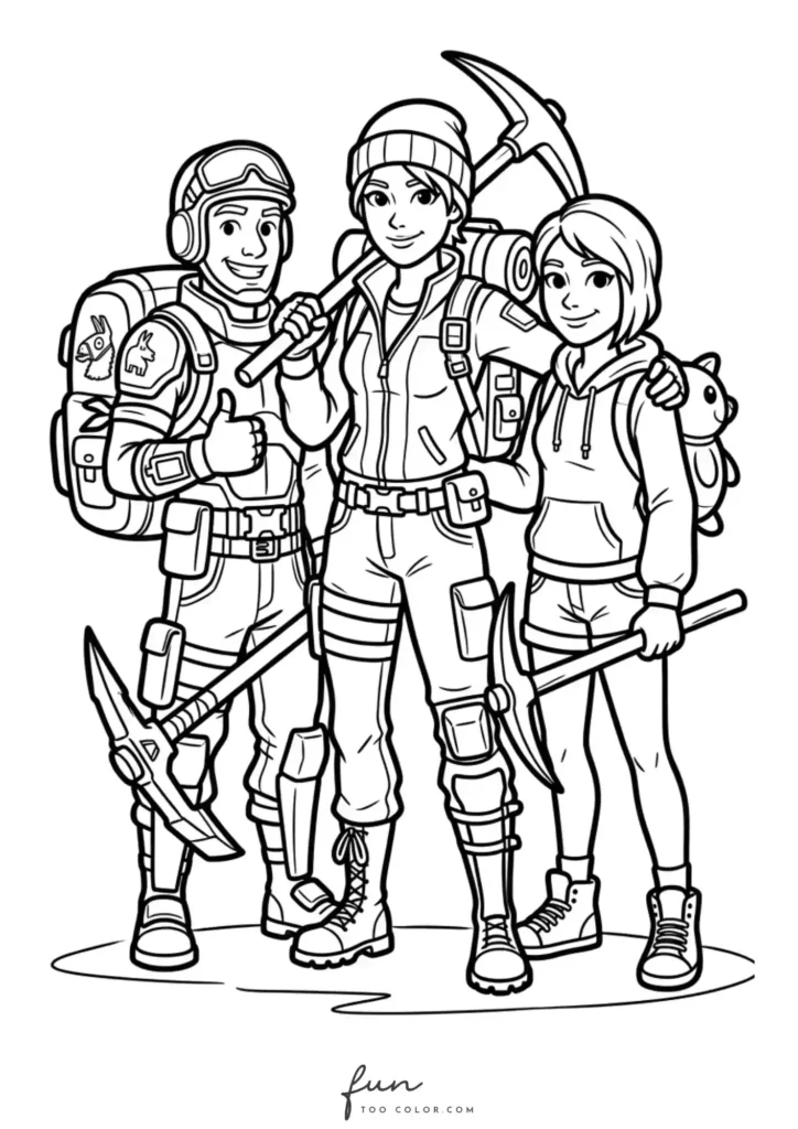Fortnite squad coloring page